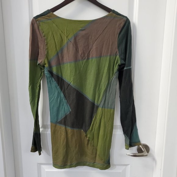 2000s green mosaic grunge / boho longsleeve - Picture 2 of 7